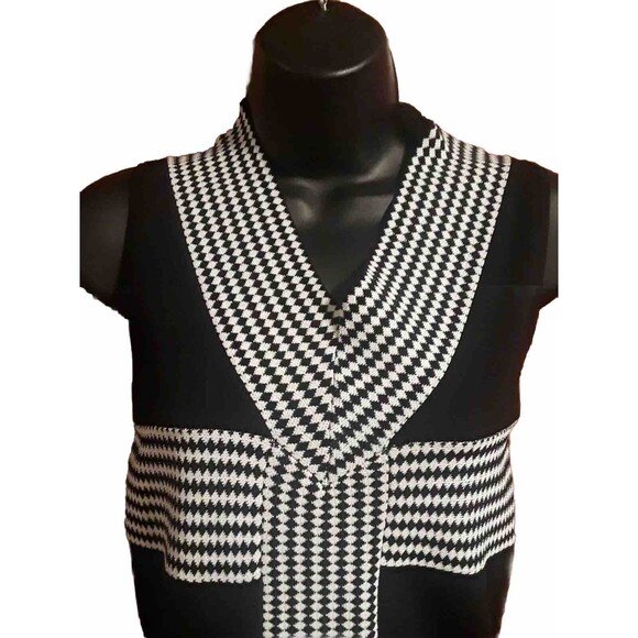 Tristan & Iseut Sleeveless Black & White Shirt Blouse Size M - Picture 2 of 4